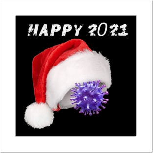 COVID SANTA Happy new Year 2021 Posters and Art